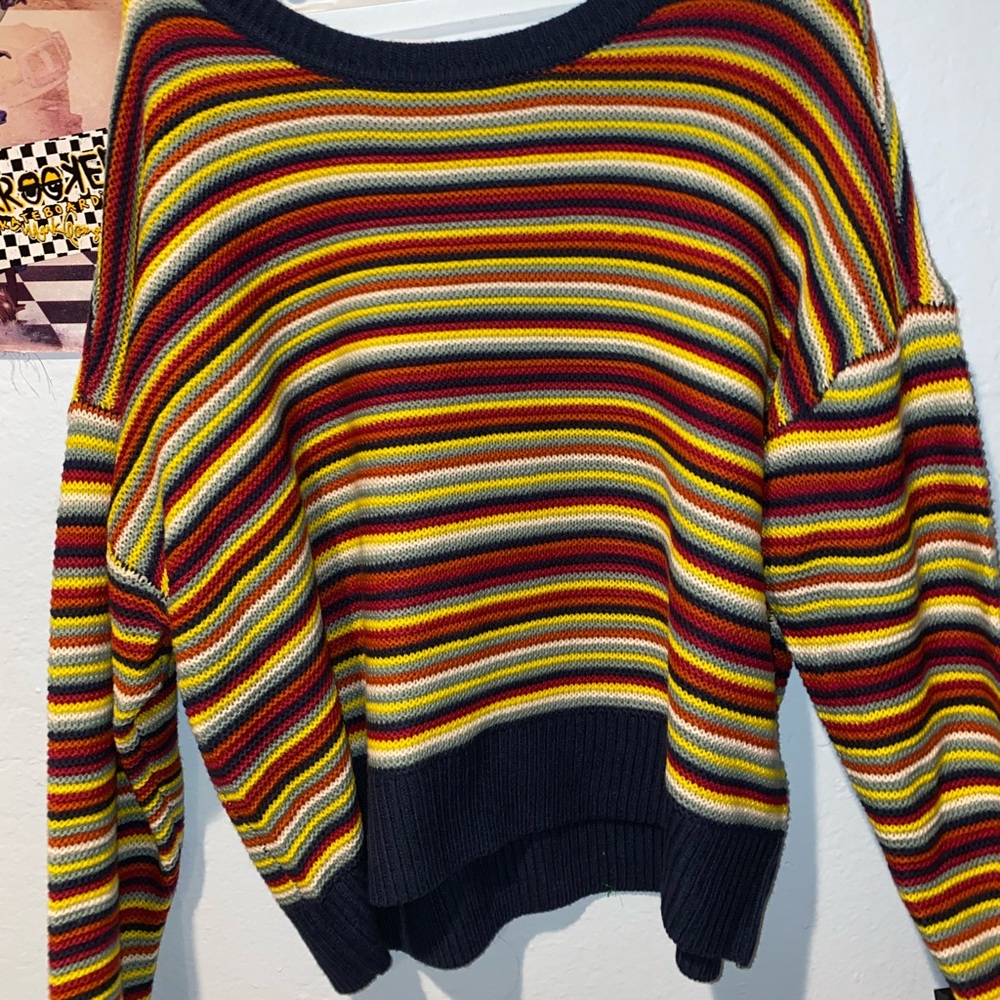 Multicolor striped crop sweater